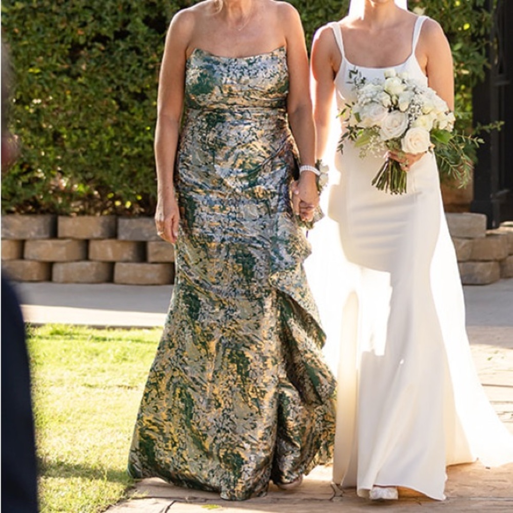 Strapless Green and Silver Dress - Picture 3 of 10